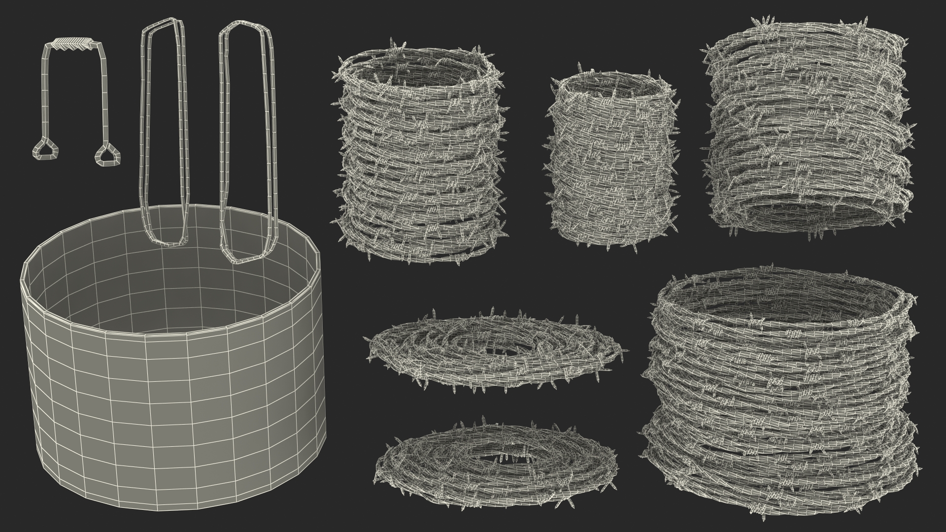 3D model Barbed Black Wire in Cardboard Packaging