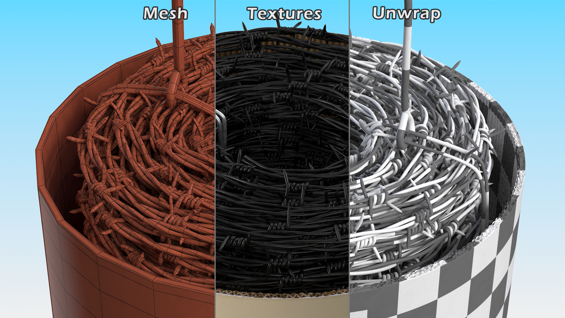 3D model Barbed Black Wire in Cardboard Packaging