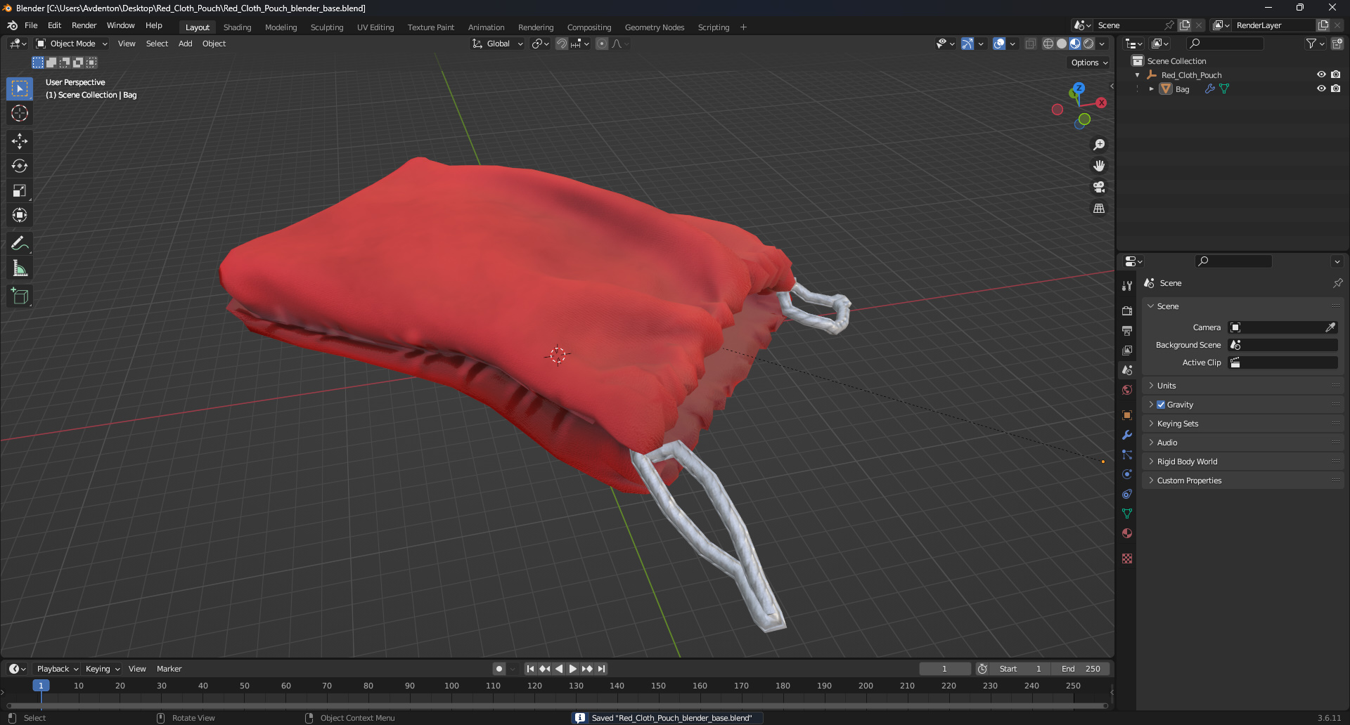 3D model Red Cloth Pouch