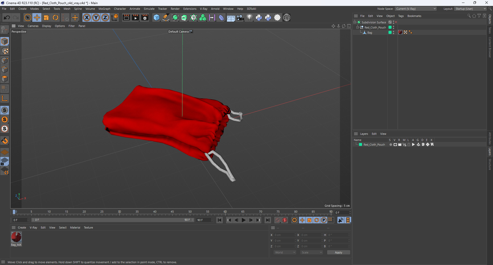 3D model Red Cloth Pouch