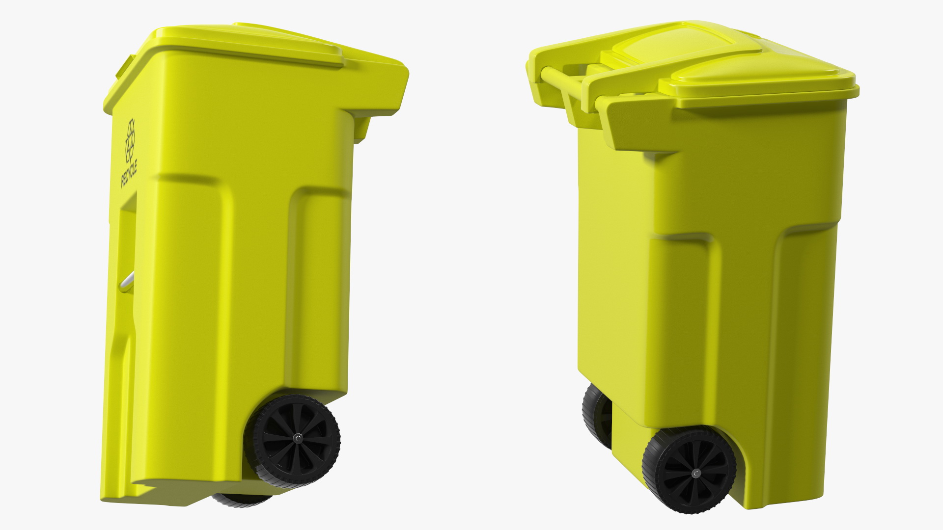 3D model Yellow Recycle Bin with Wheels