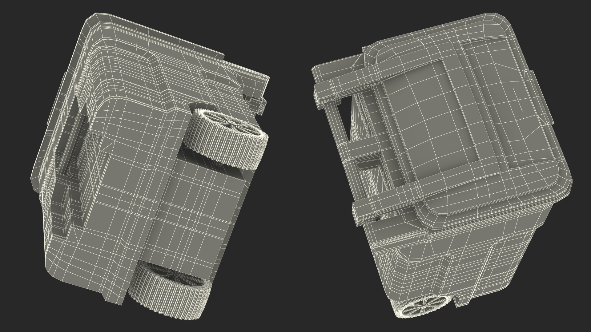 3D model Yellow Recycle Bin with Wheels