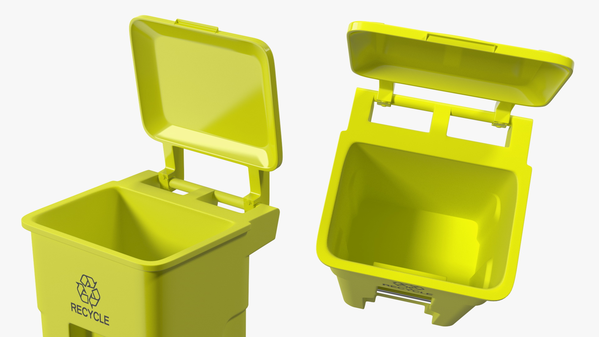 3D model Yellow Recycle Bin with Wheels