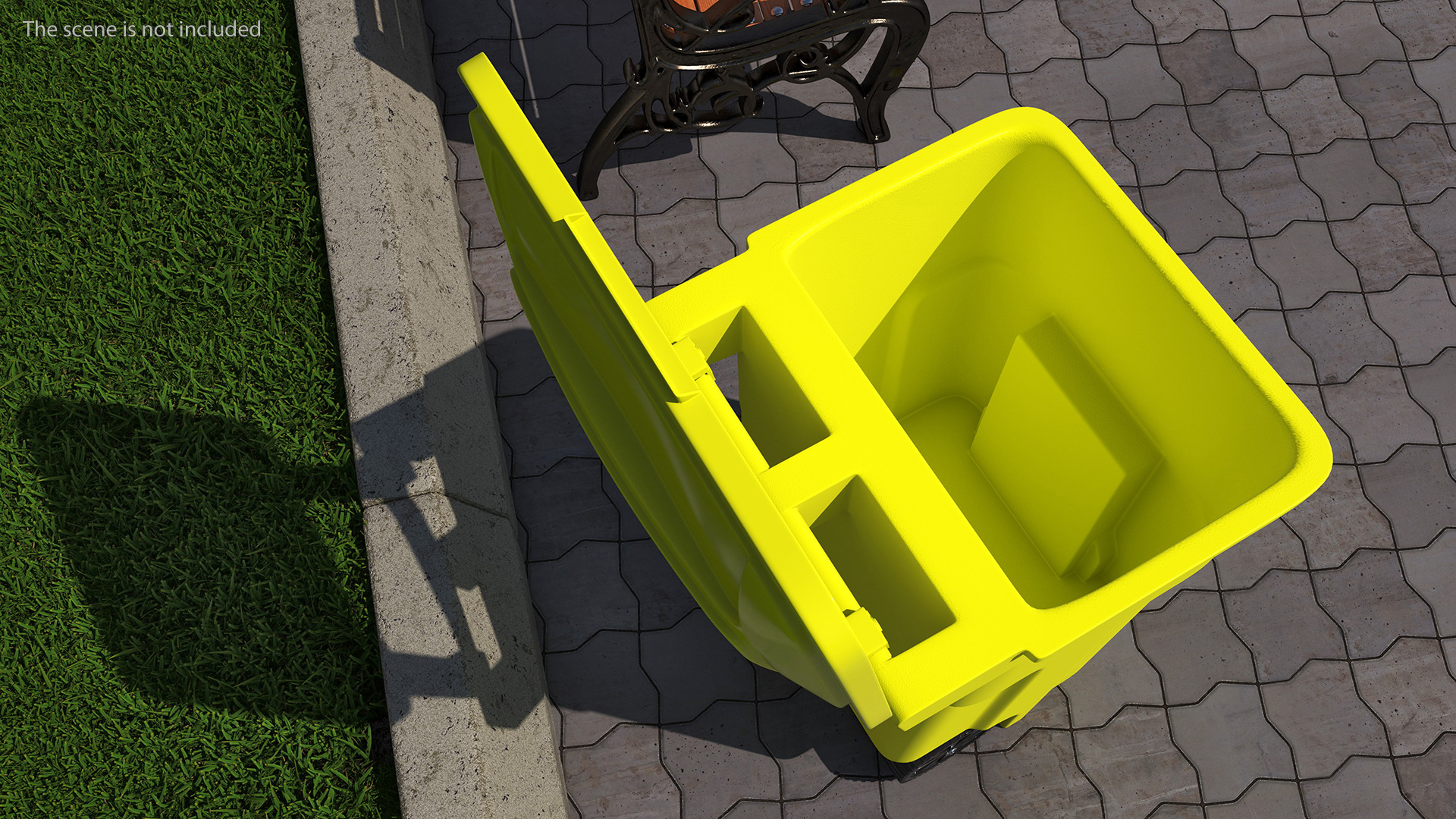 3D model Yellow Recycle Bin with Wheels