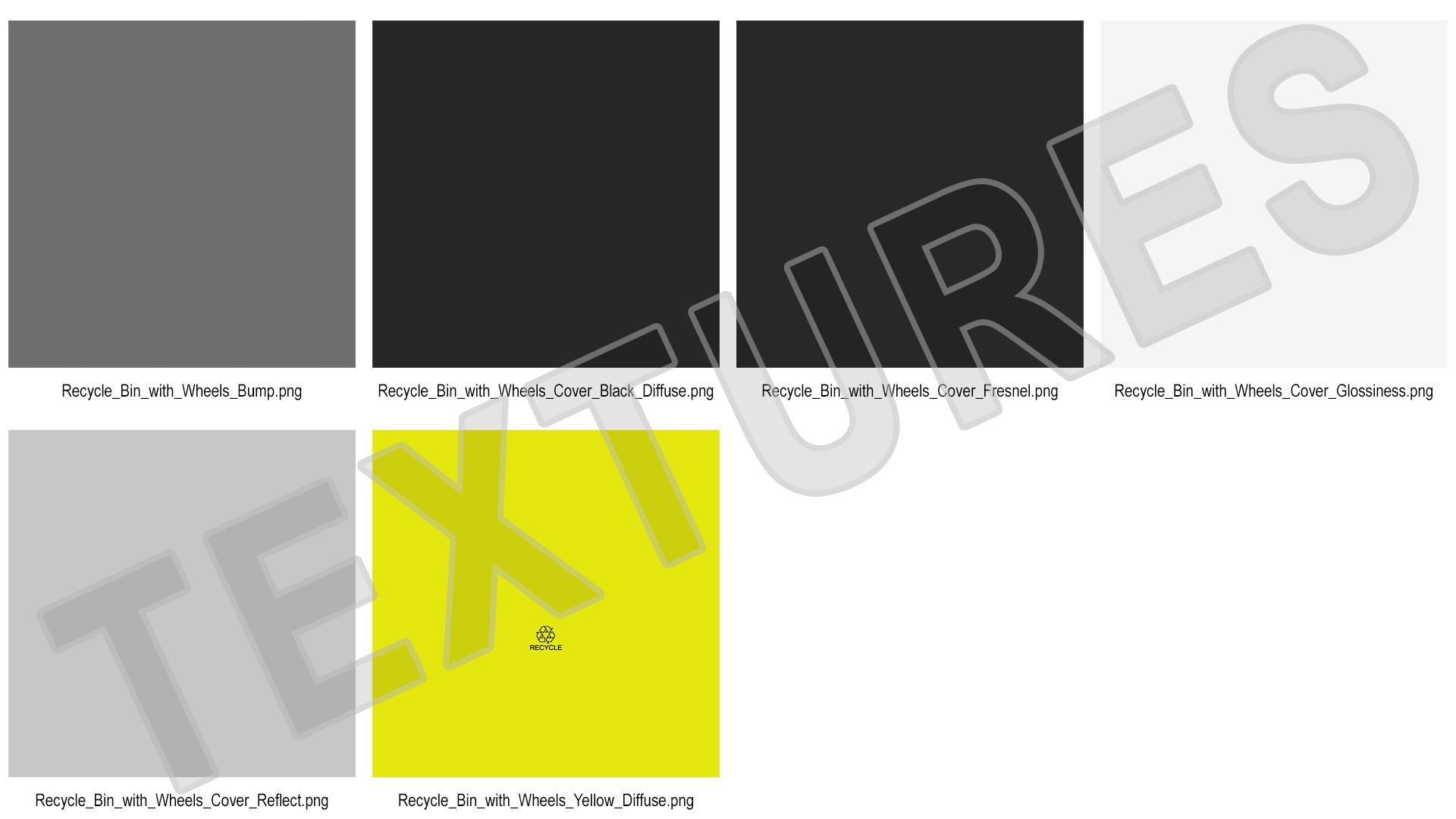 3D model Yellow Recycle Bin with Wheels