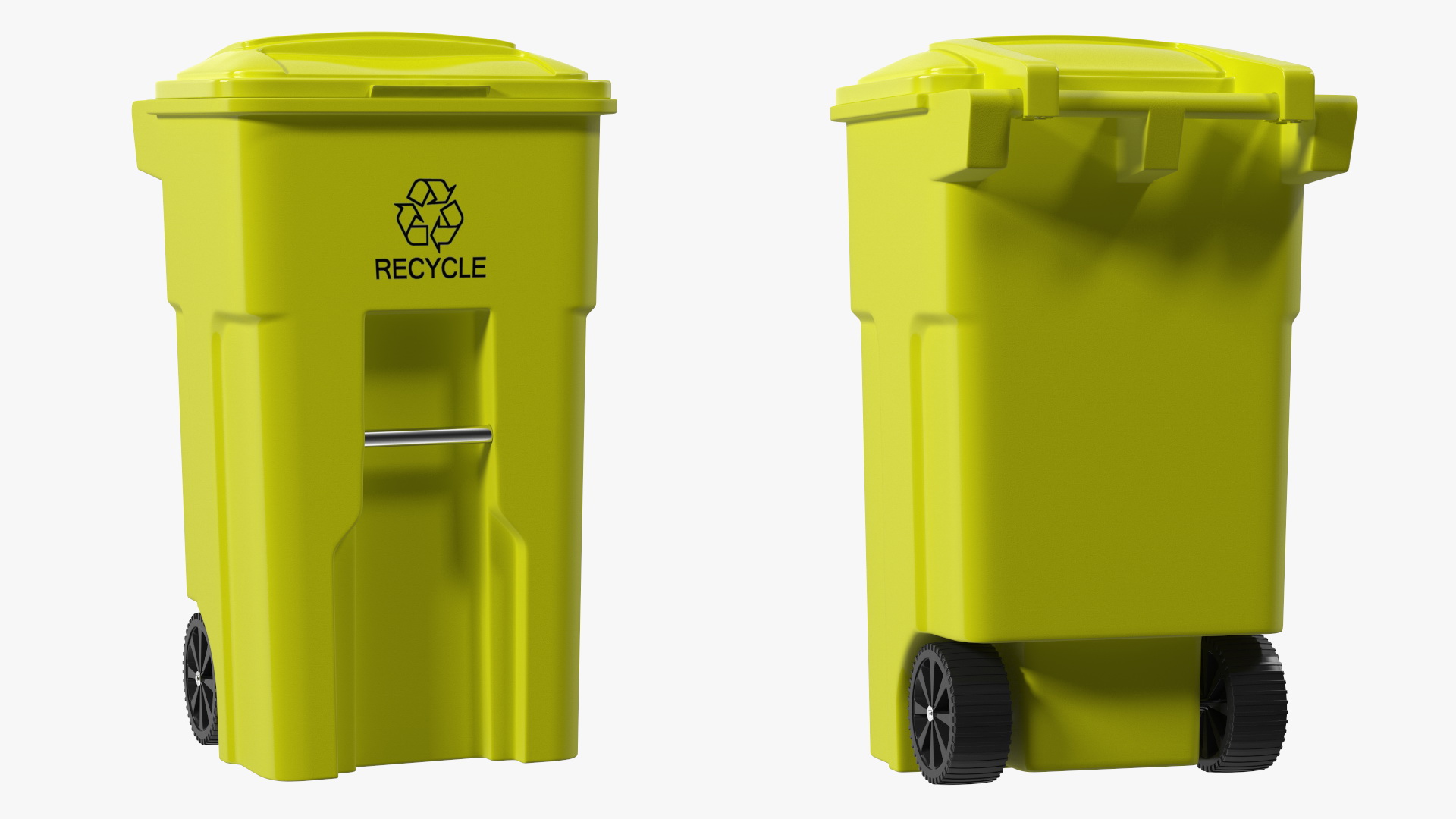3D model Yellow Recycle Bin with Wheels