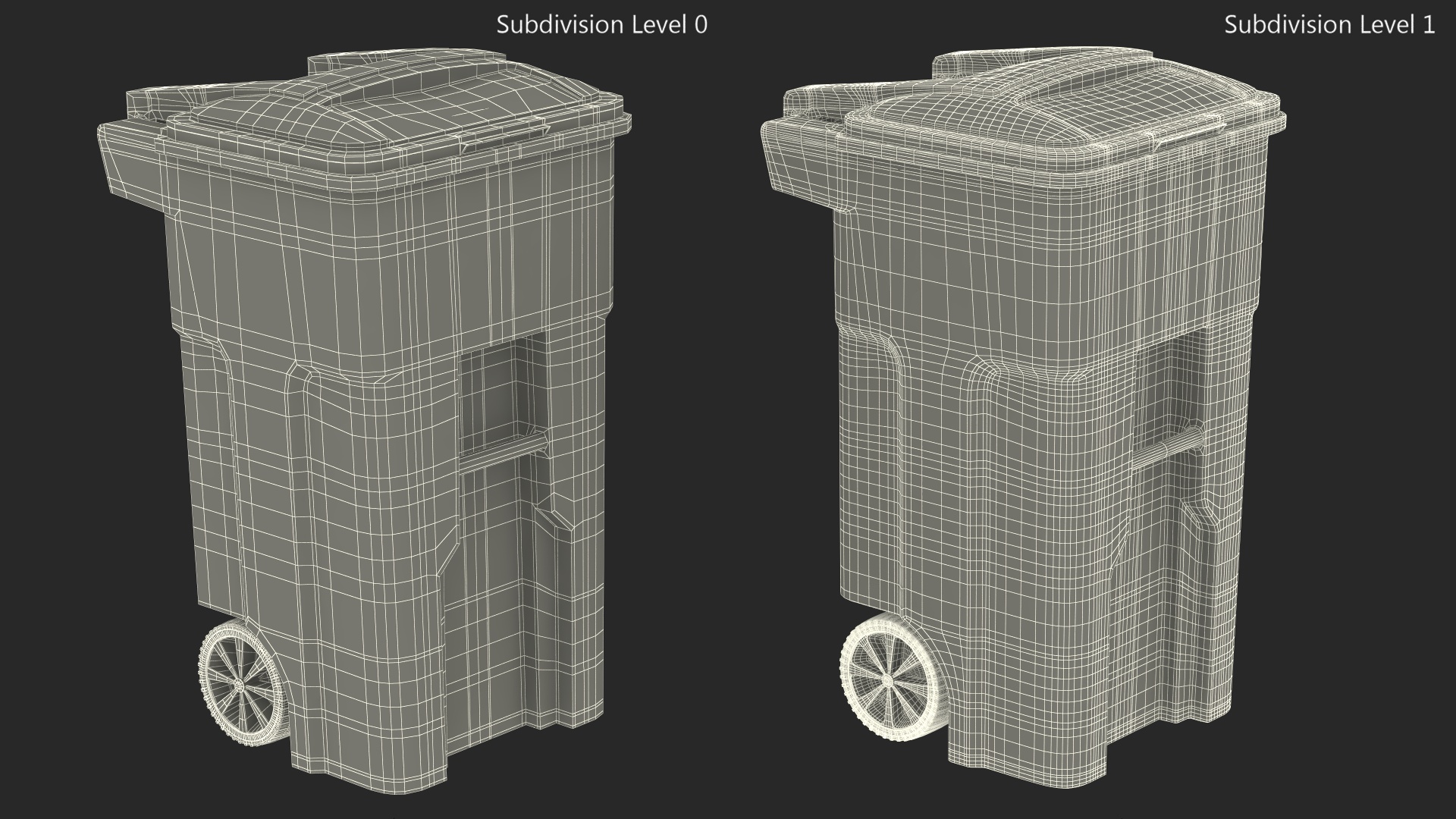 3D model Yellow Recycle Bin with Wheels