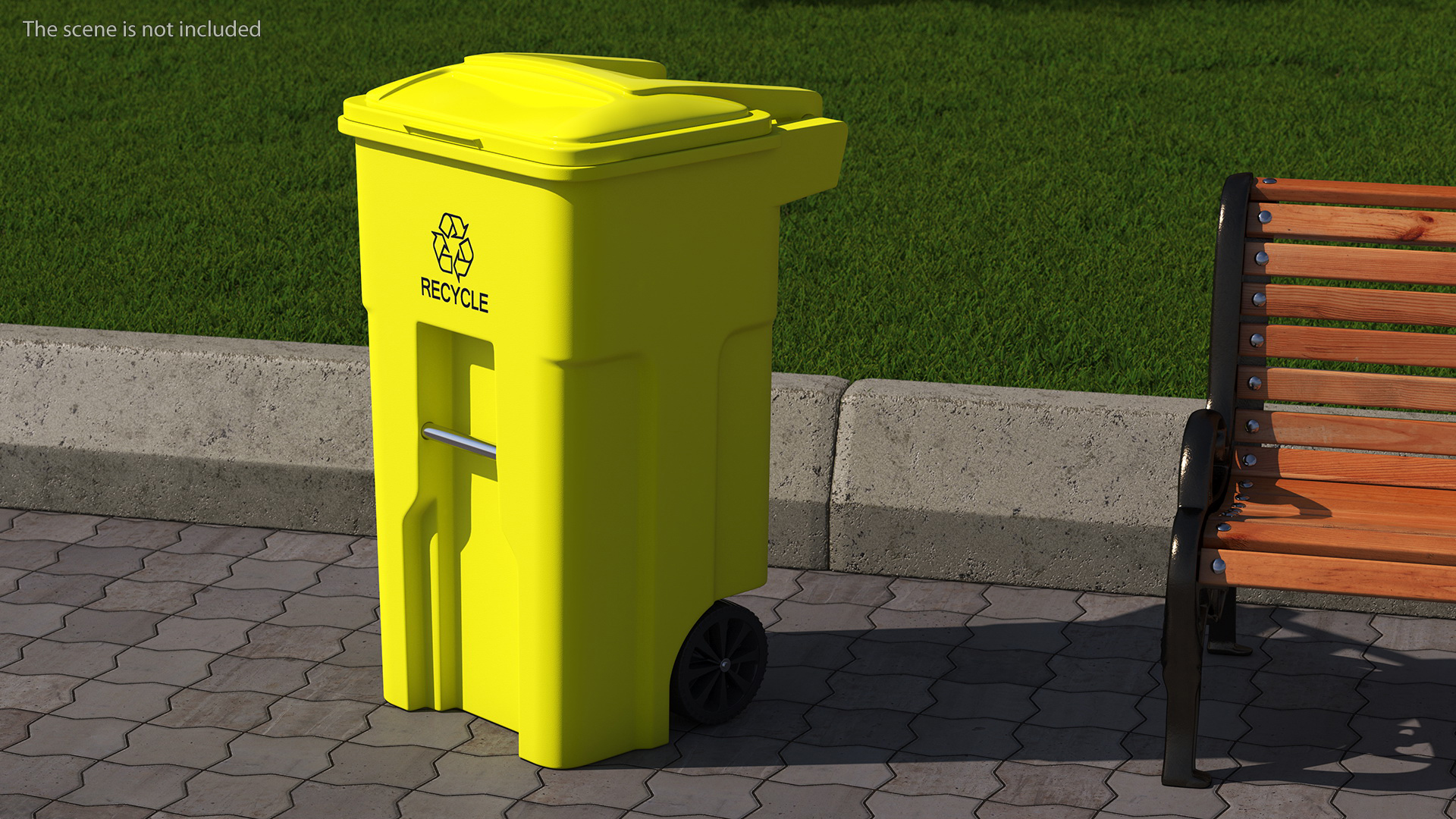 3D model Yellow Recycle Bin with Wheels
