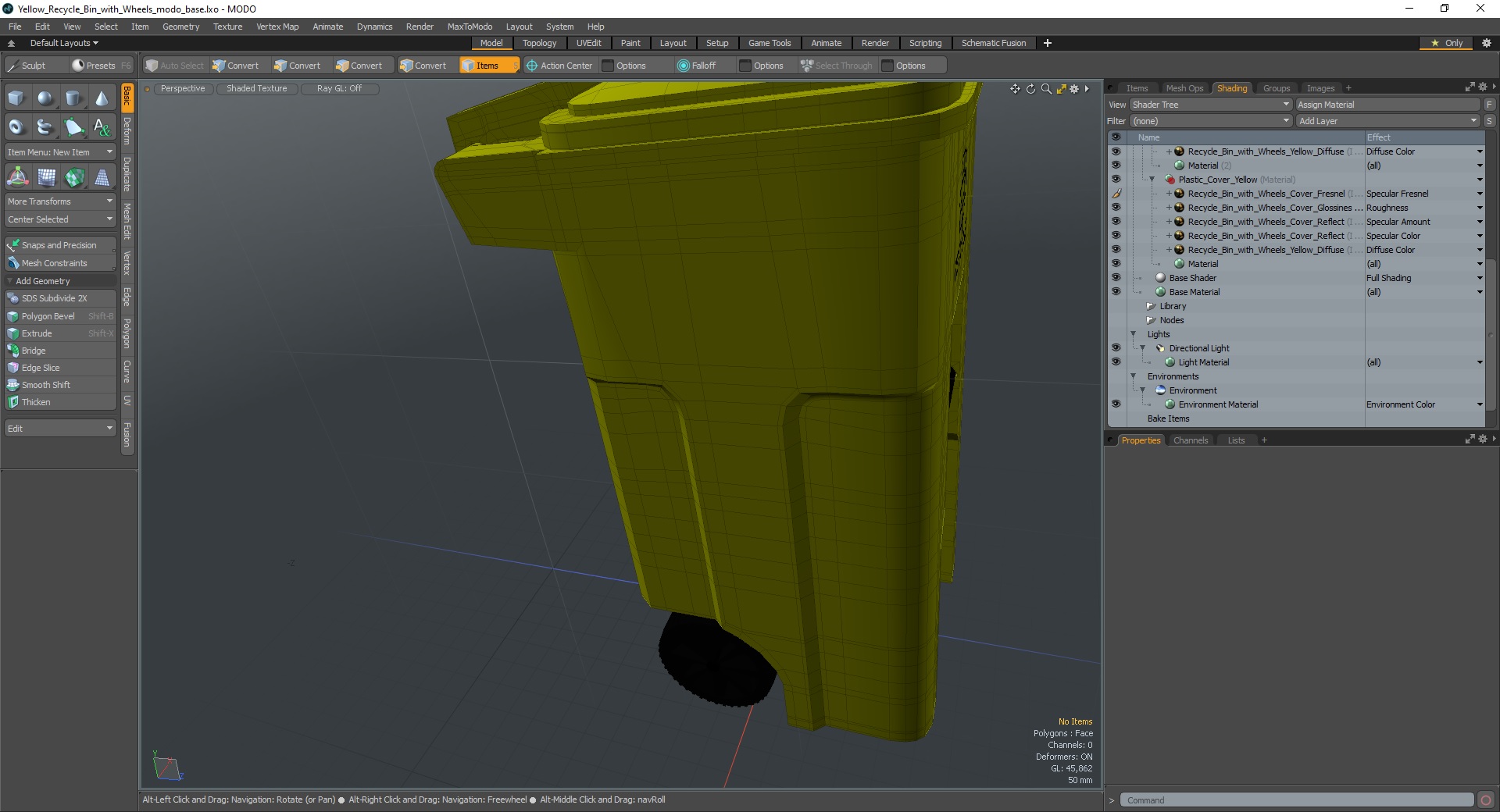 3D model Yellow Recycle Bin with Wheels