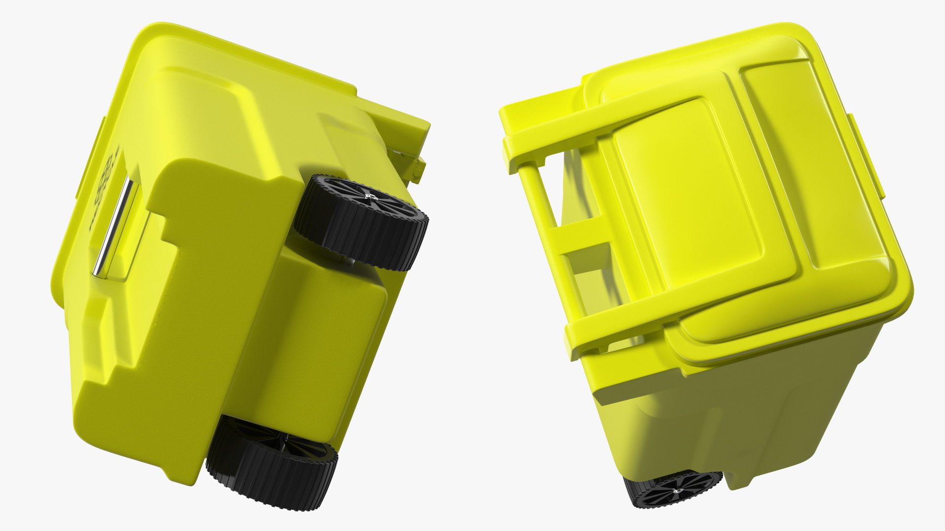 3D model Yellow Recycle Bin with Wheels