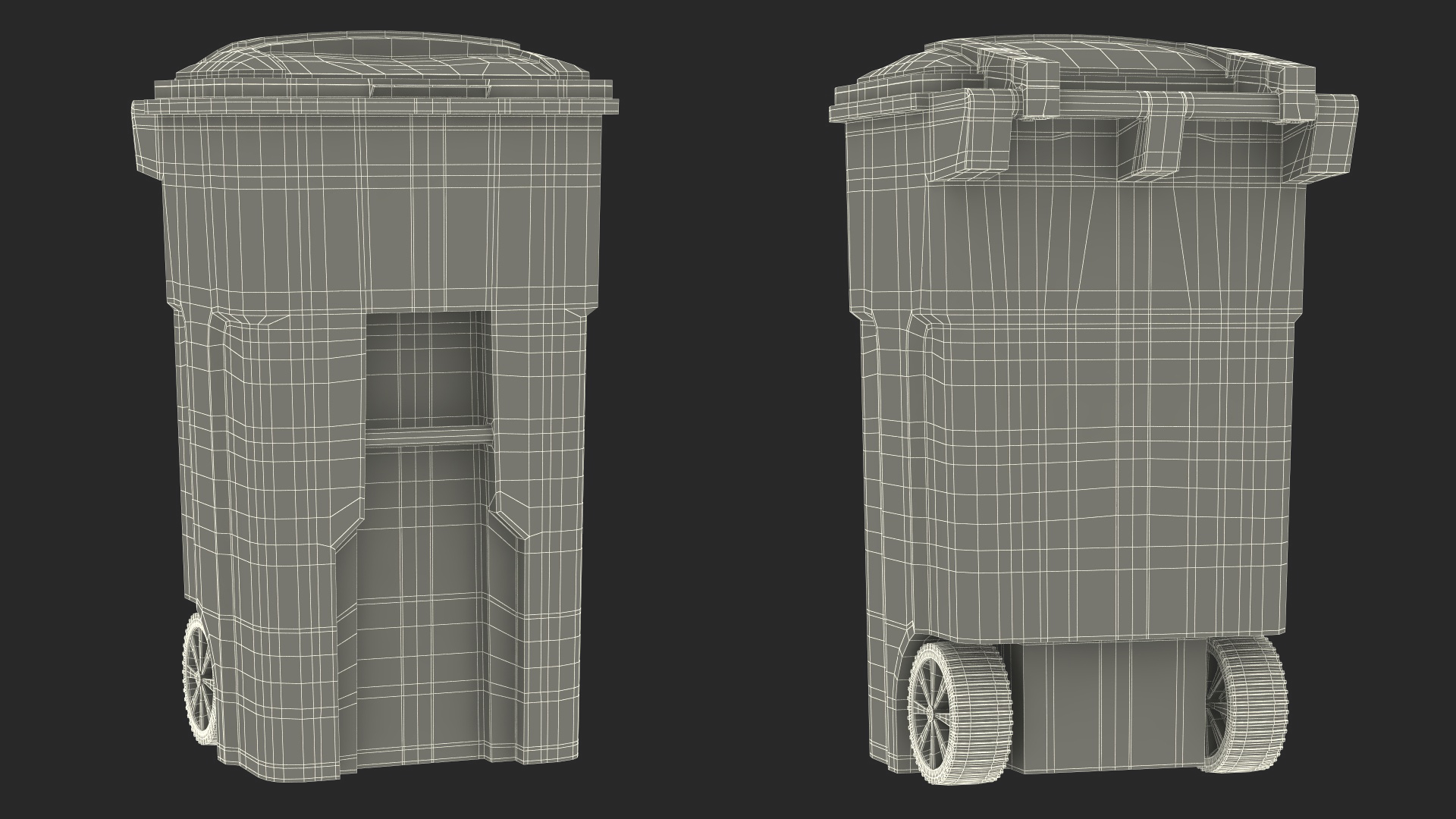 3D model Yellow Recycle Bin with Wheels
