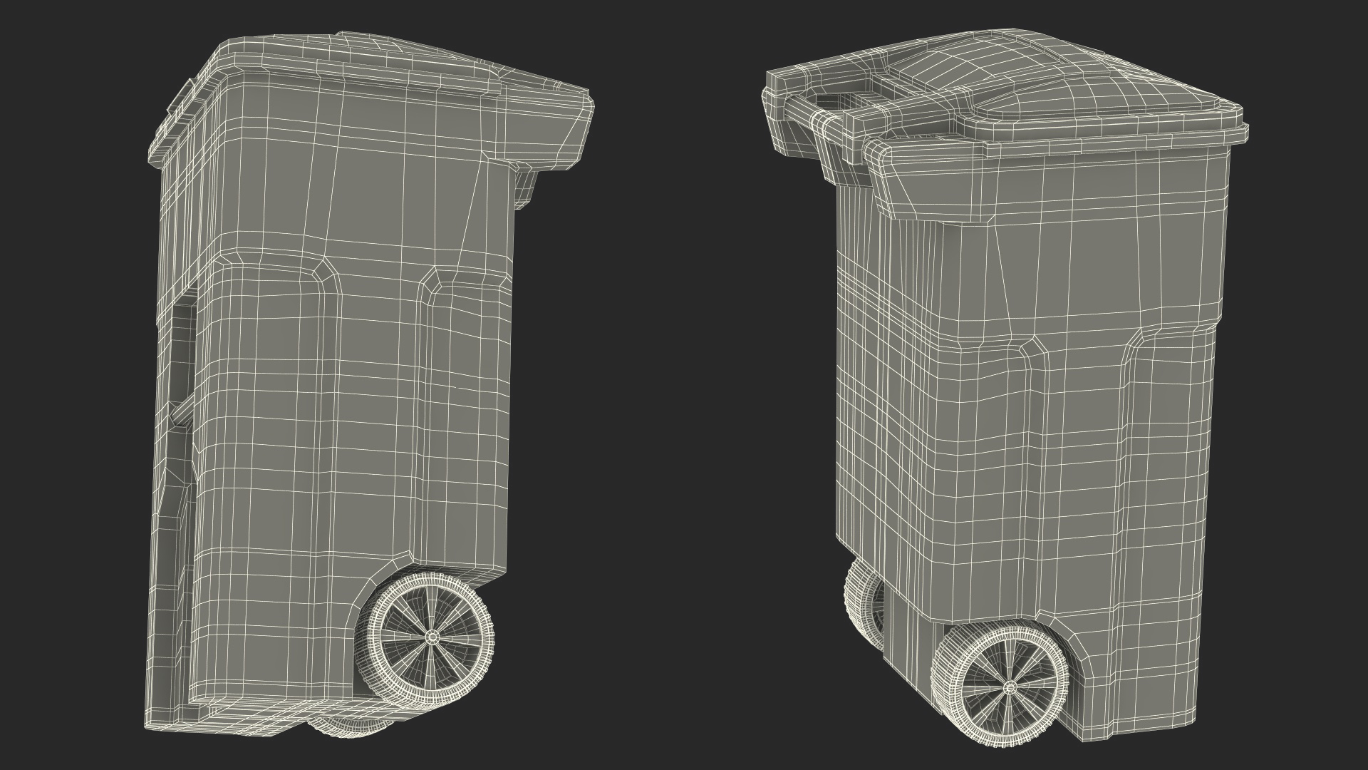3D model Yellow Recycle Bin with Wheels