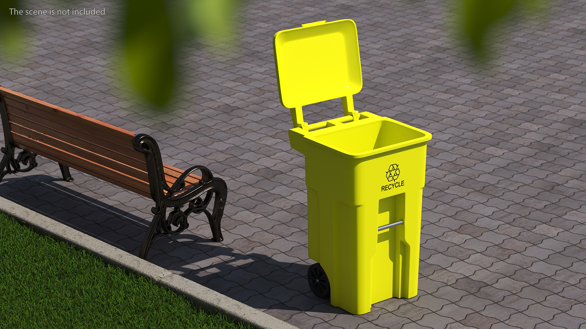 3D model Yellow Recycle Bin with Wheels