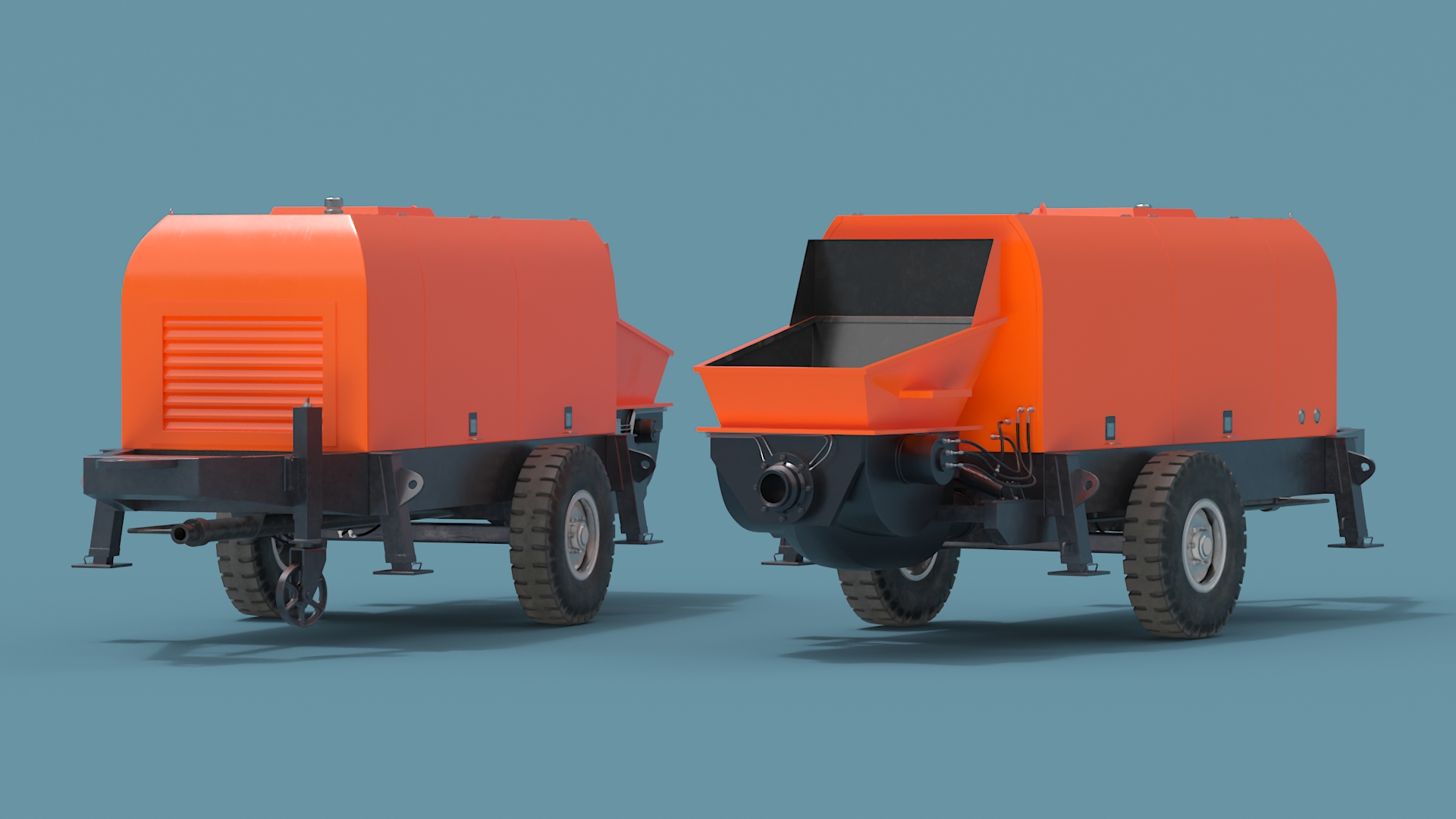 3D Portable Concrete Pump on Wheeled Chassis