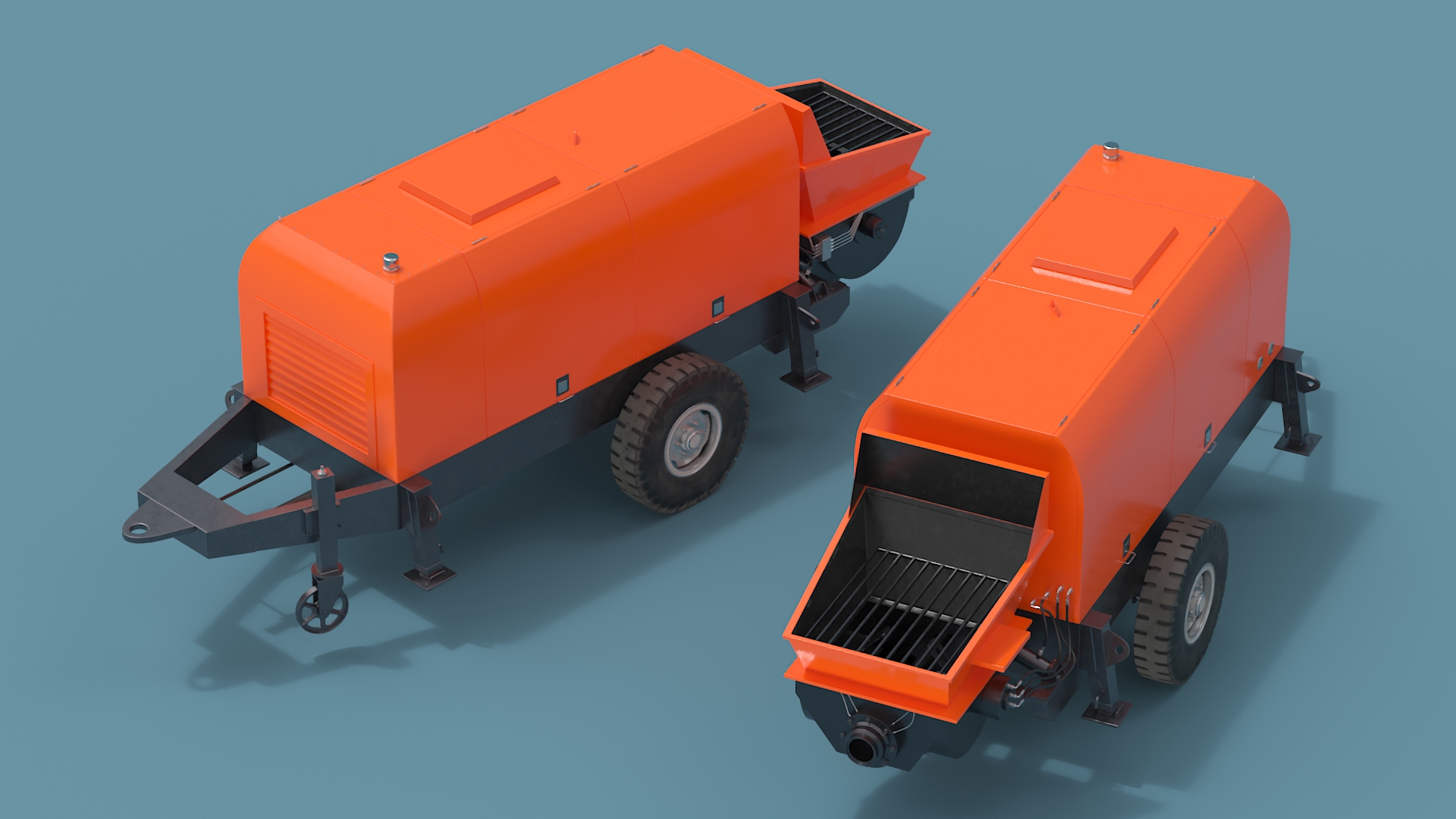 3D Portable Concrete Pump on Wheeled Chassis