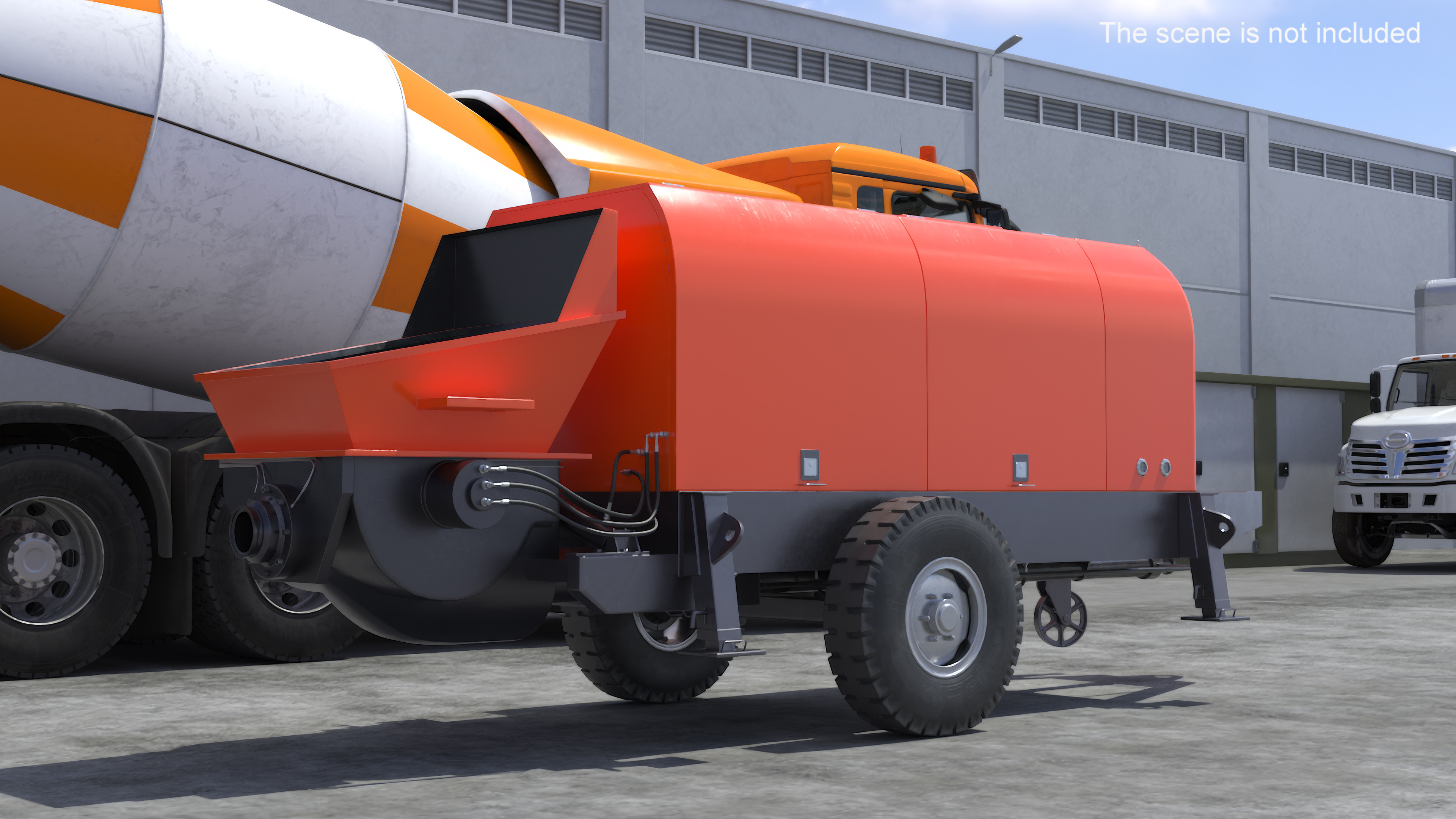 3D Portable Concrete Pump on Wheeled Chassis