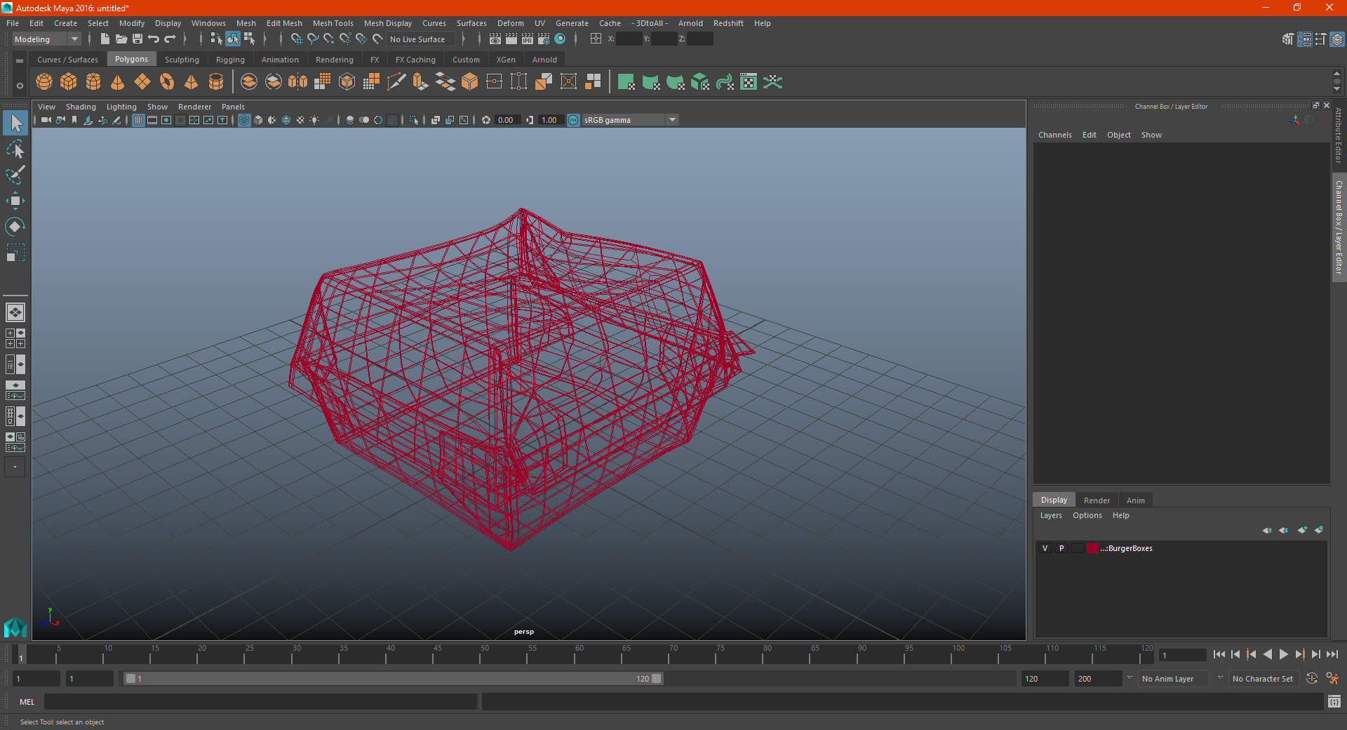 Burger Box Brown Paper 3D