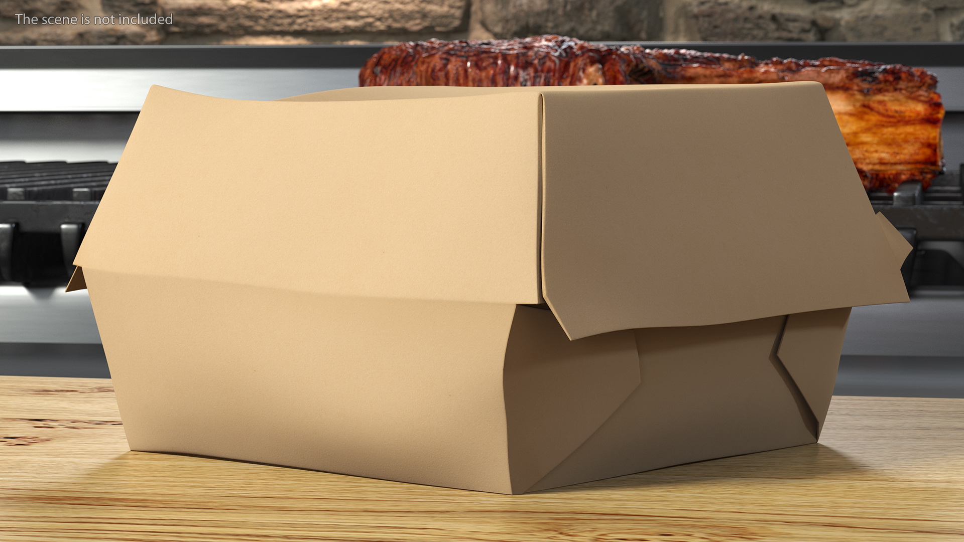 Burger Box Brown Paper 3D