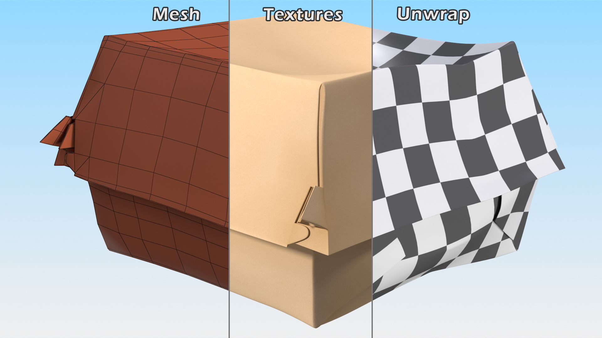 Burger Box Brown Paper 3D