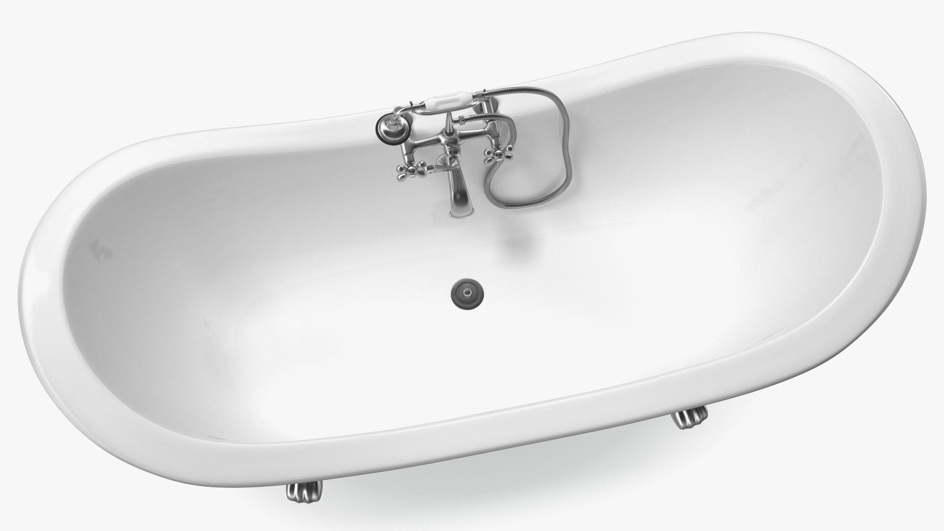 3D model Double Slipper Clawfoot Tub with Aqueduct Blue Exterior