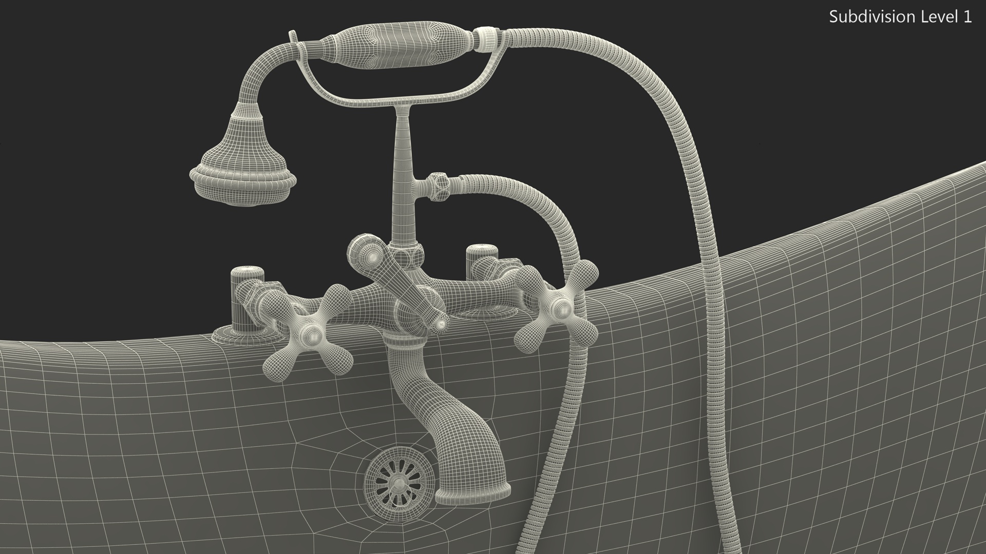 3D model Double Slipper Clawfoot Tub with Aqueduct Blue Exterior