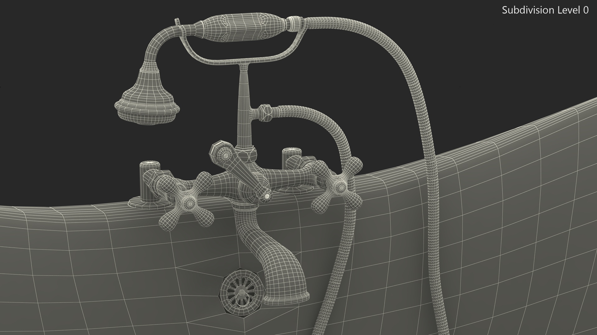 3D model Double Slipper Clawfoot Tub with Aqueduct Blue Exterior