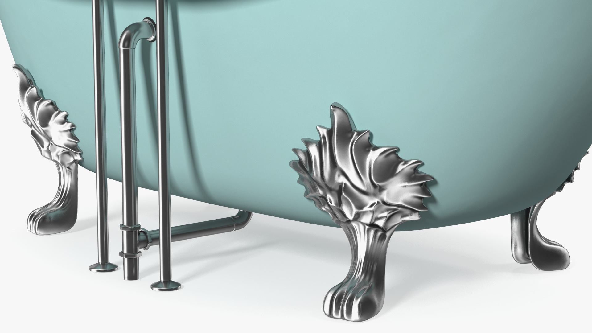 3D model Double Slipper Clawfoot Tub with Aqueduct Blue Exterior