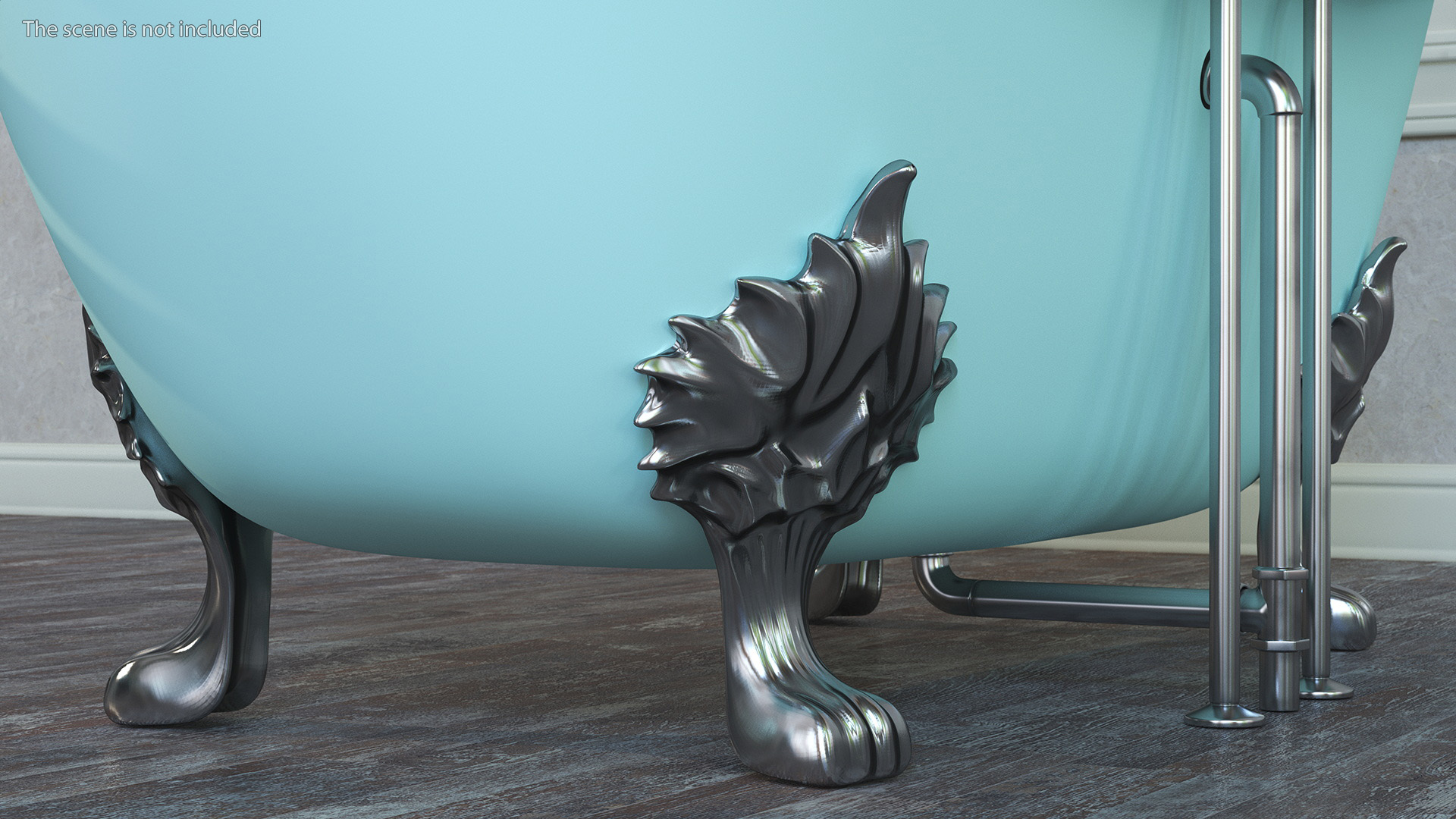 3D model Double Slipper Clawfoot Tub with Aqueduct Blue Exterior