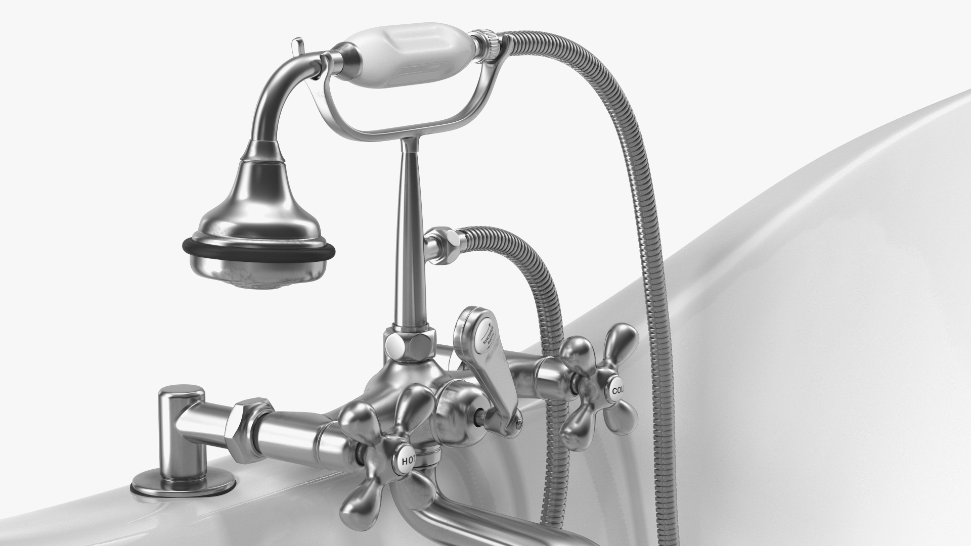 3D model Double Slipper Clawfoot Tub with Aqueduct Blue Exterior