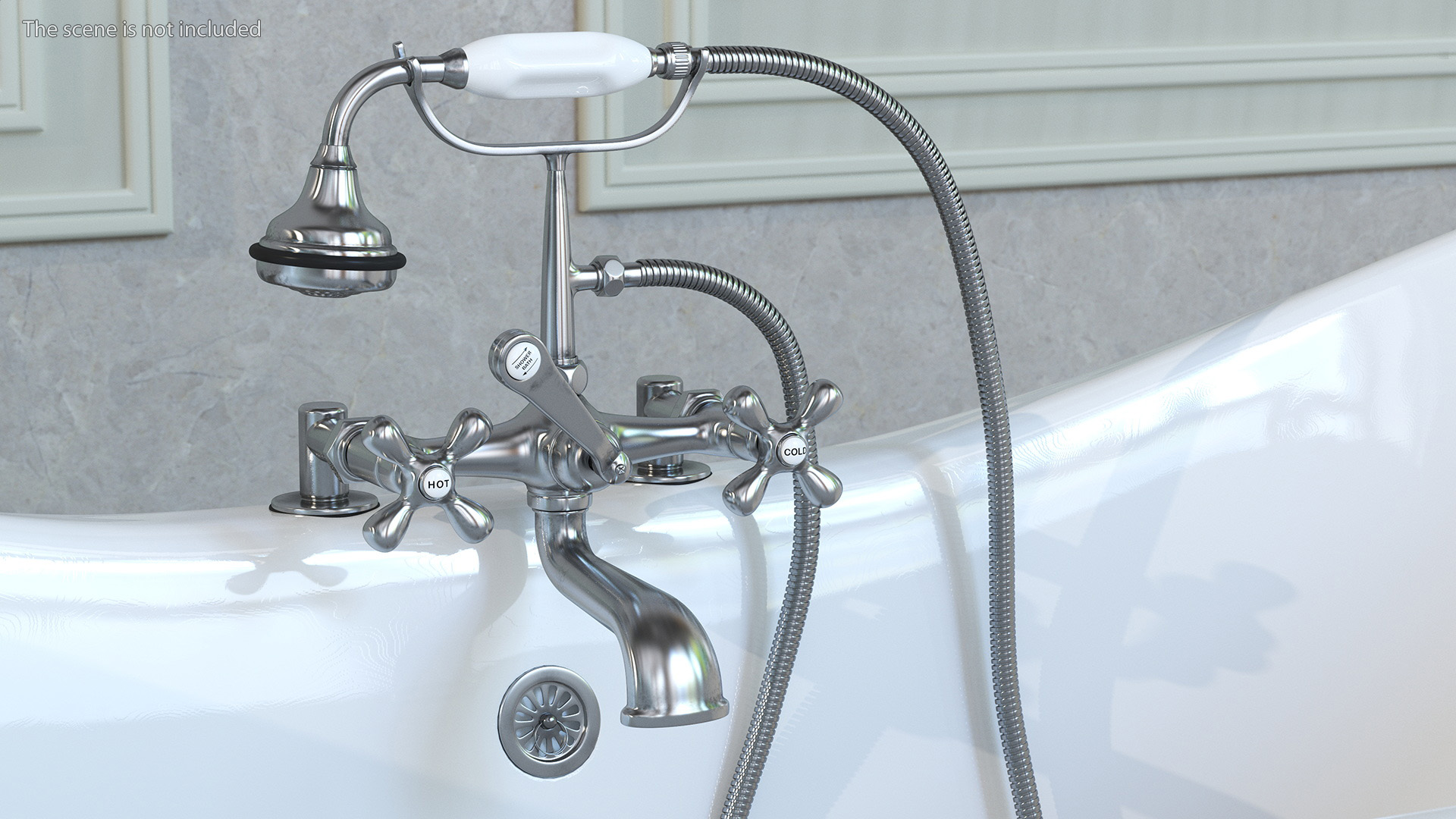 3D model Double Slipper Clawfoot Tub with Aqueduct Blue Exterior