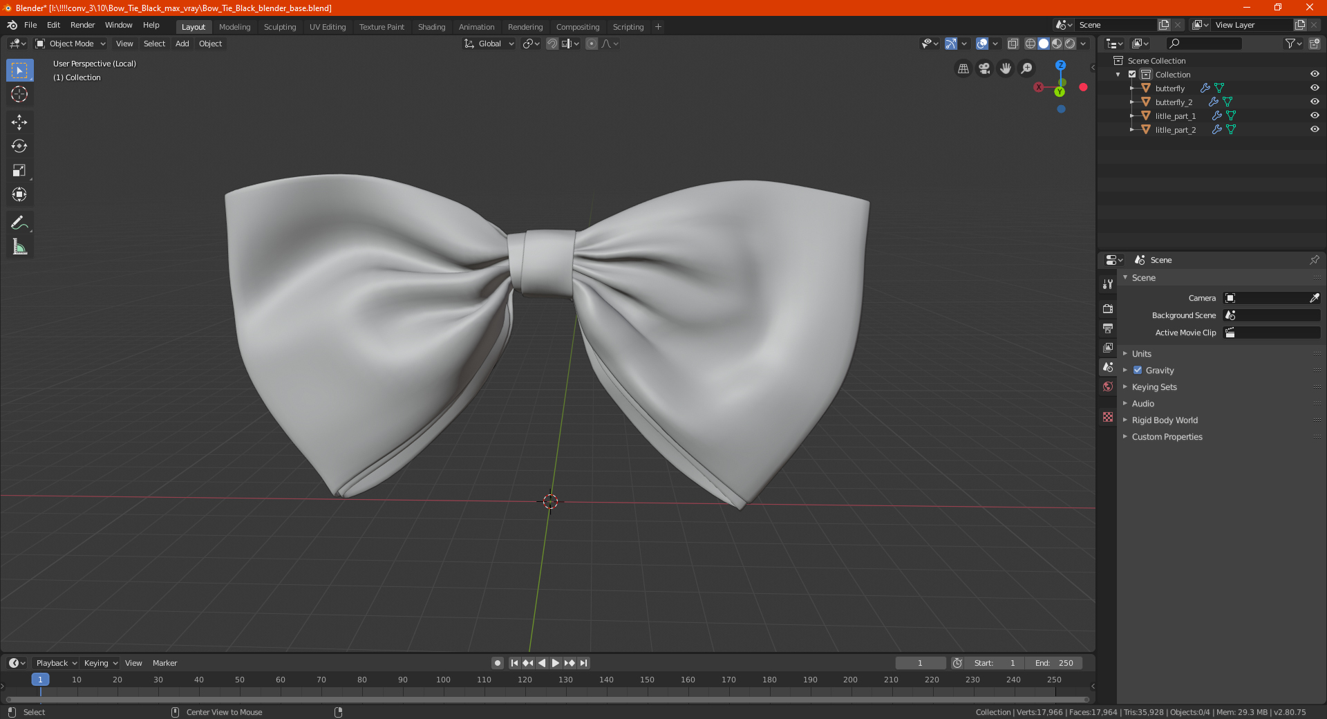 3D Bow Tie Red