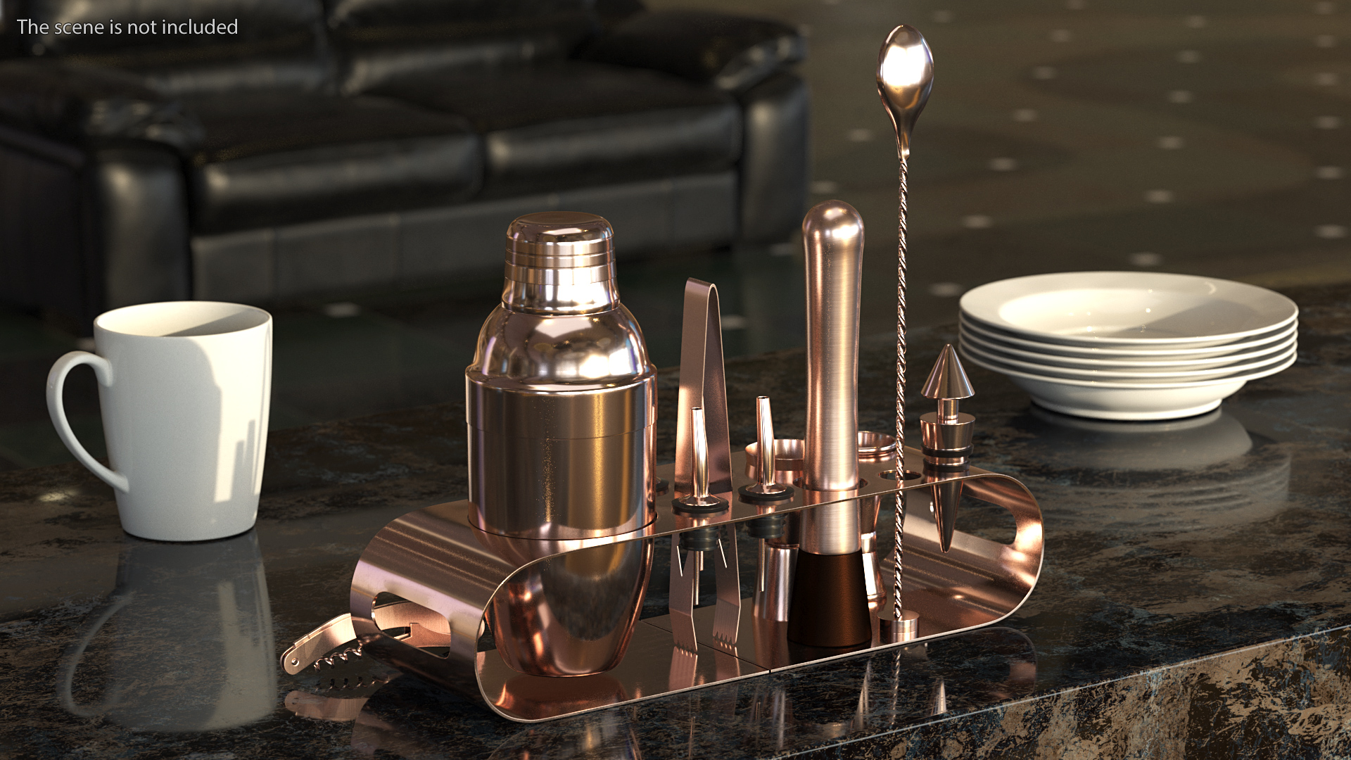 Bartender Kit 12 Piece Copper 3D model