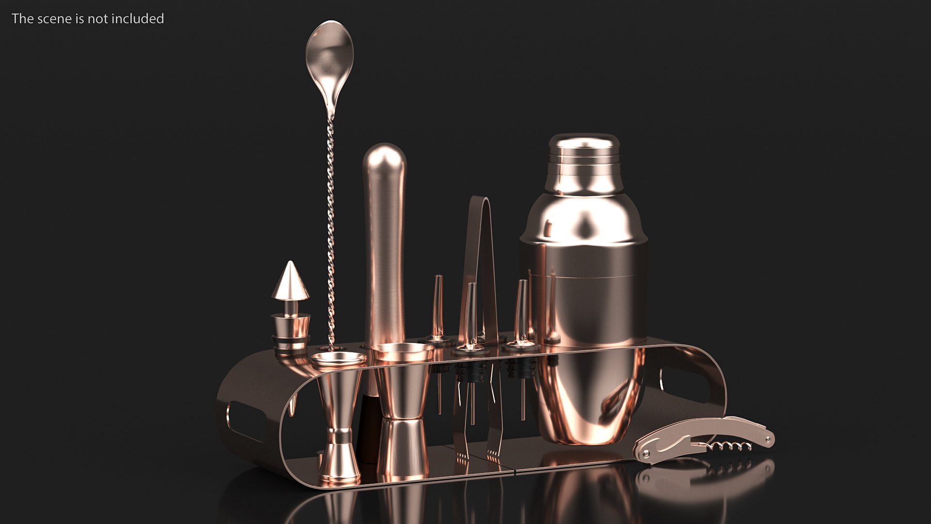 Bartender Kit 12 Piece Copper 3D model