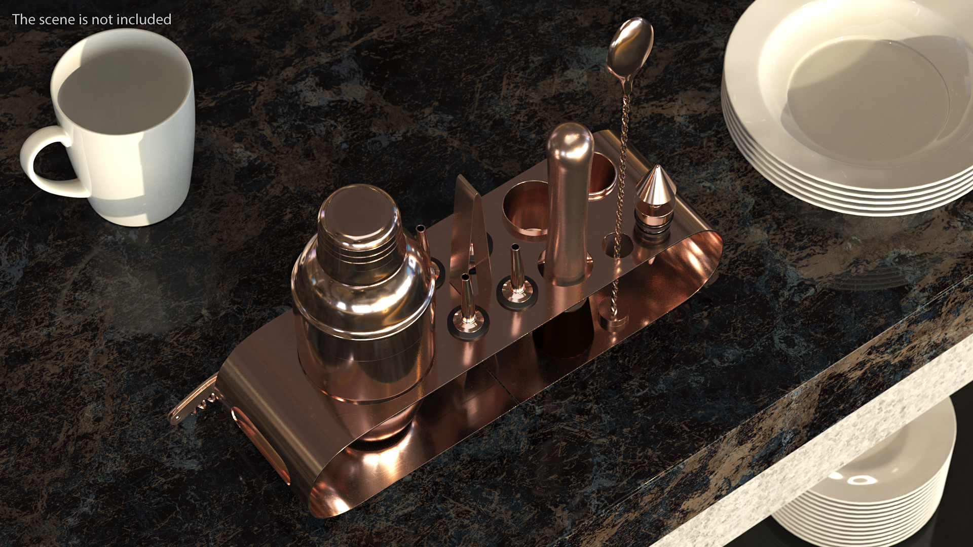 Bartender Kit 12 Piece Copper 3D model