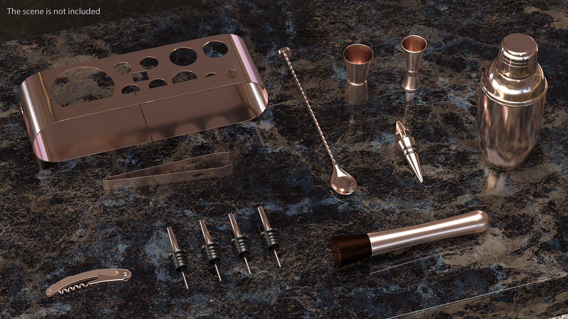 Bartender Kit 12 Piece Copper 3D model