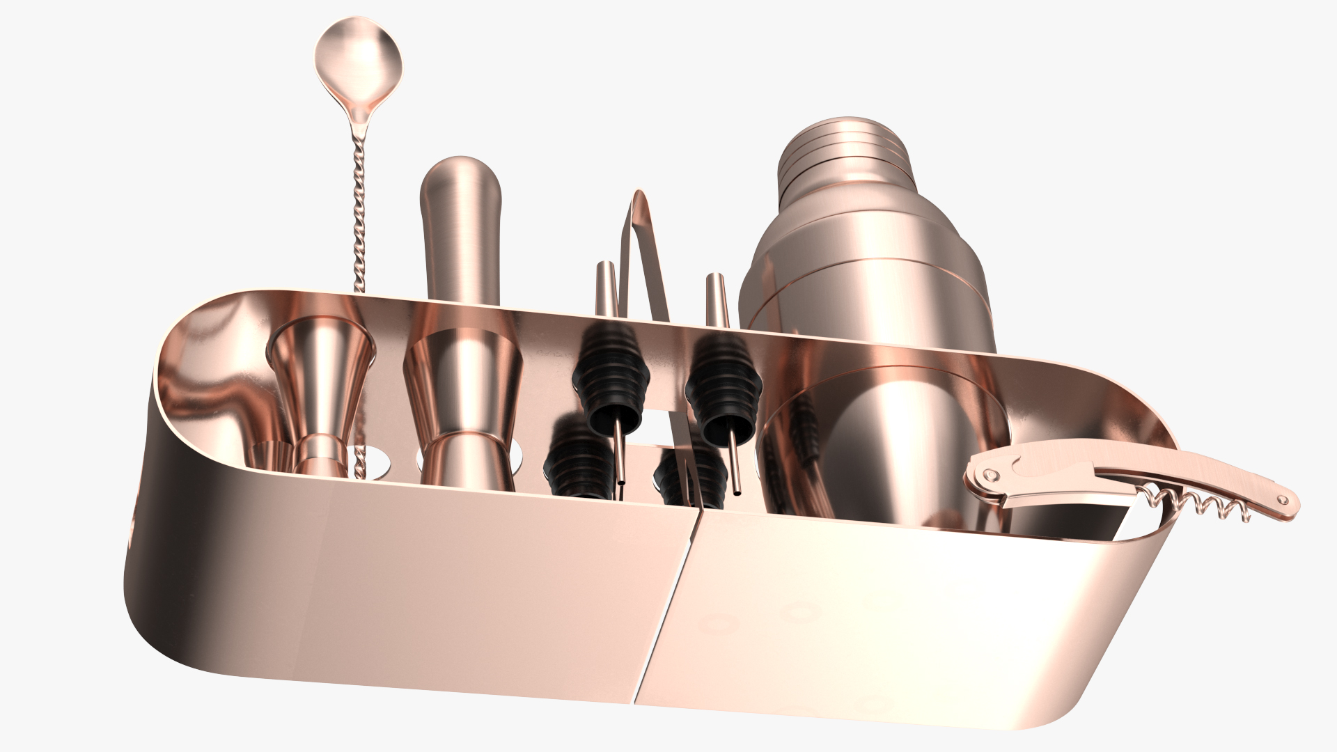 Bartender Kit 12 Piece Copper 3D model