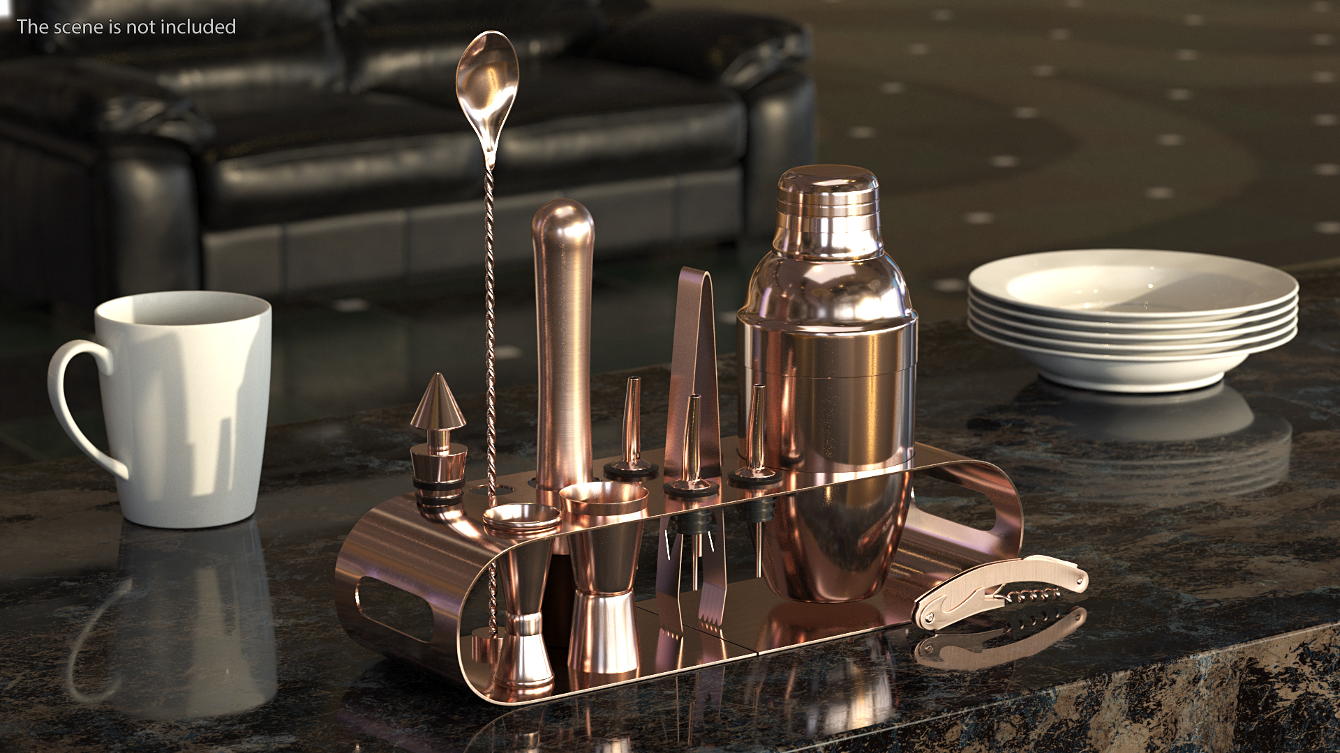 Bartender Kit 12 Piece Copper 3D model