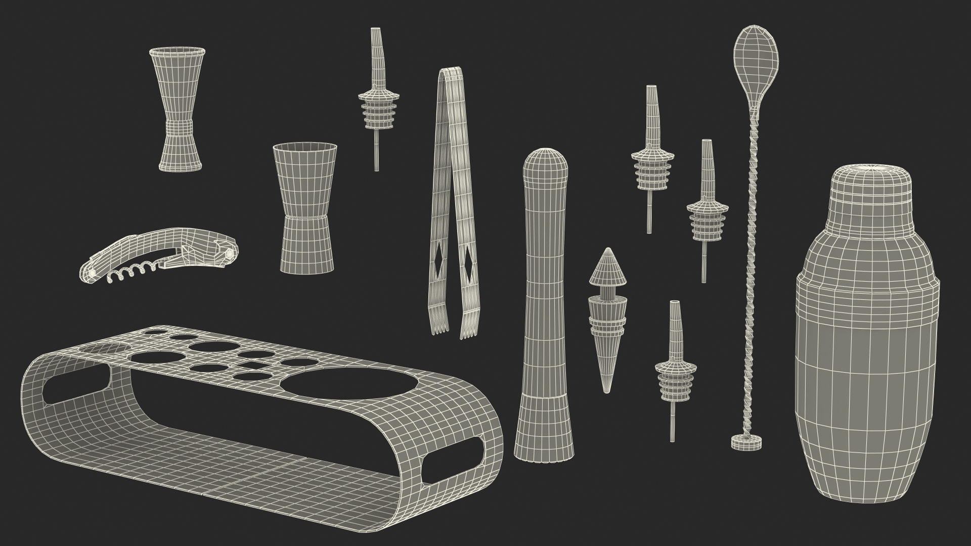 Bartender Kit 12 Piece Copper 3D model
