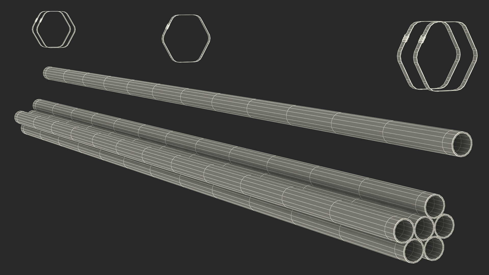 3D model Thick Plastic Pipes Bundle 6 Meters