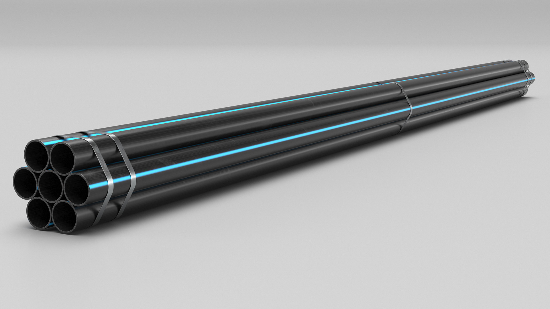 3D model Thick Plastic Pipes Bundle 6 Meters