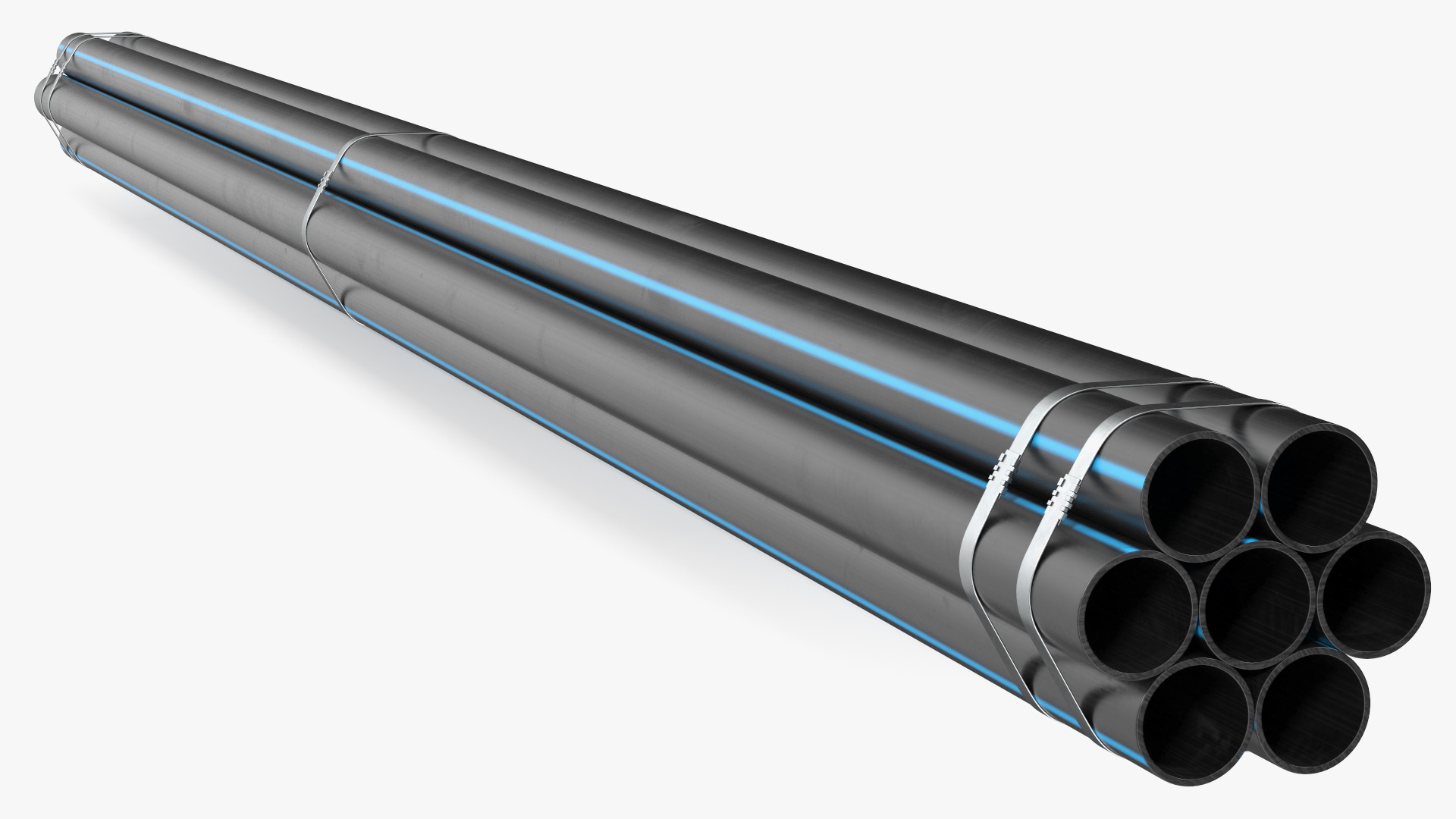 3D model Thick Plastic Pipes Bundle 6 Meters