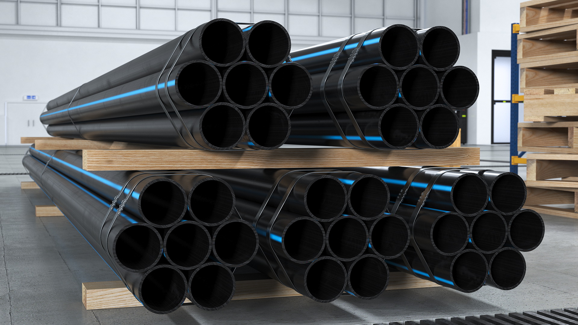 3D model Thick Plastic Pipes Bundle 6 Meters