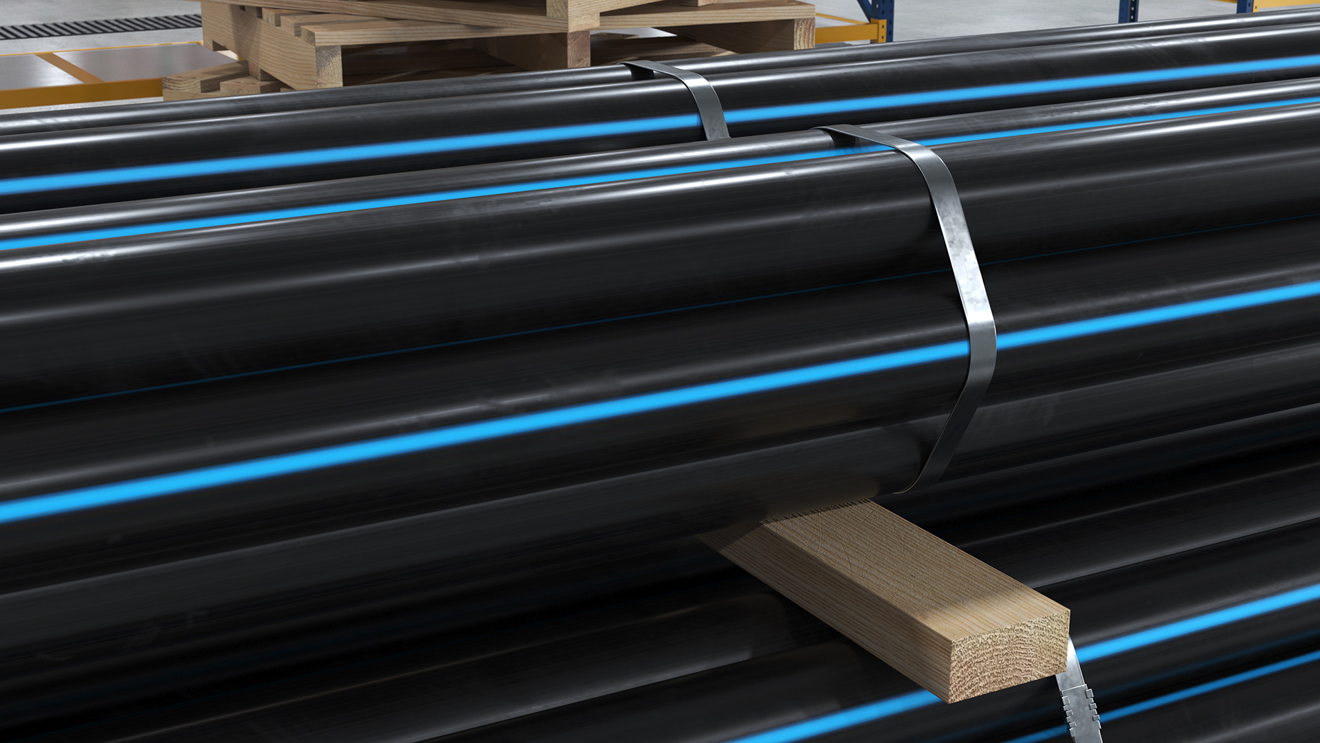 3D model Thick Plastic Pipes Bundle 6 Meters