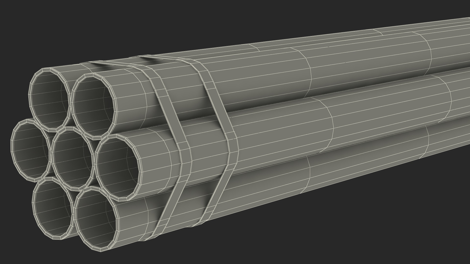 3D model Thick Plastic Pipes Bundle 6 Meters