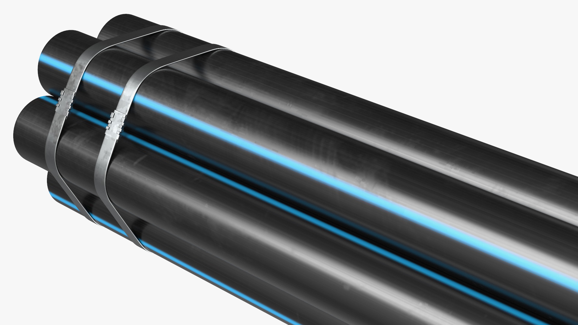 3D model Thick Plastic Pipes Bundle 6 Meters
