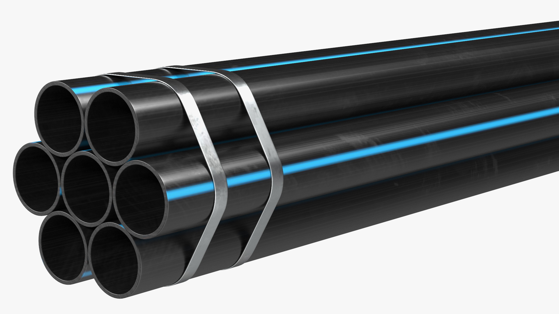 3D model Thick Plastic Pipes Bundle 6 Meters