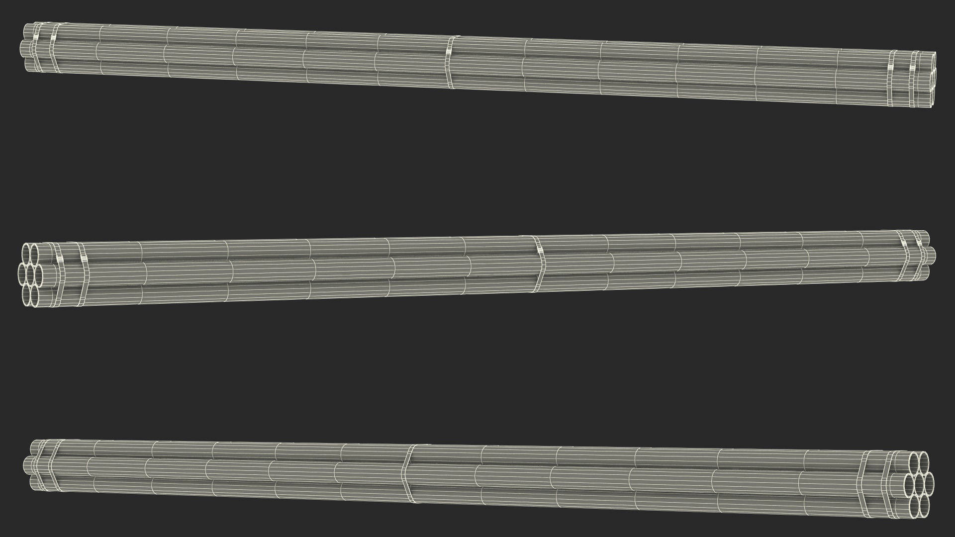 3D model Thick Plastic Pipes Bundle 6 Meters