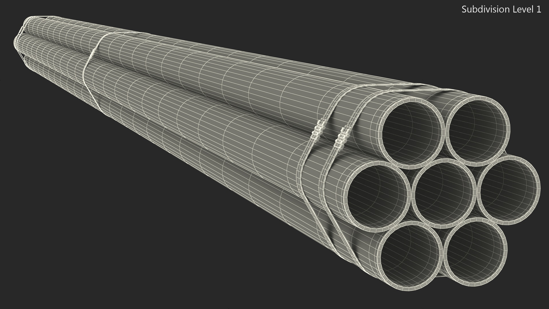 3D model Thick Plastic Pipes Bundle 6 Meters