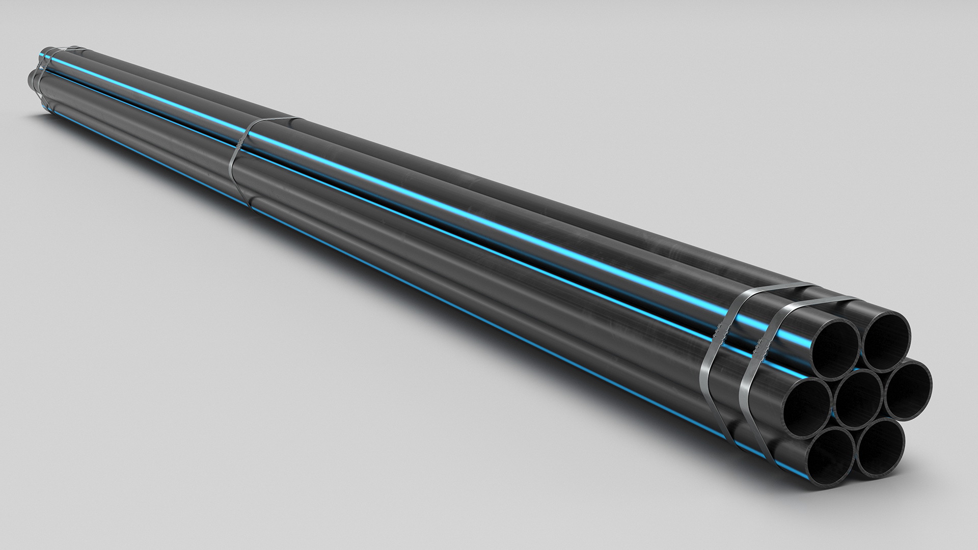 3D model Thick Plastic Pipes Bundle 6 Meters