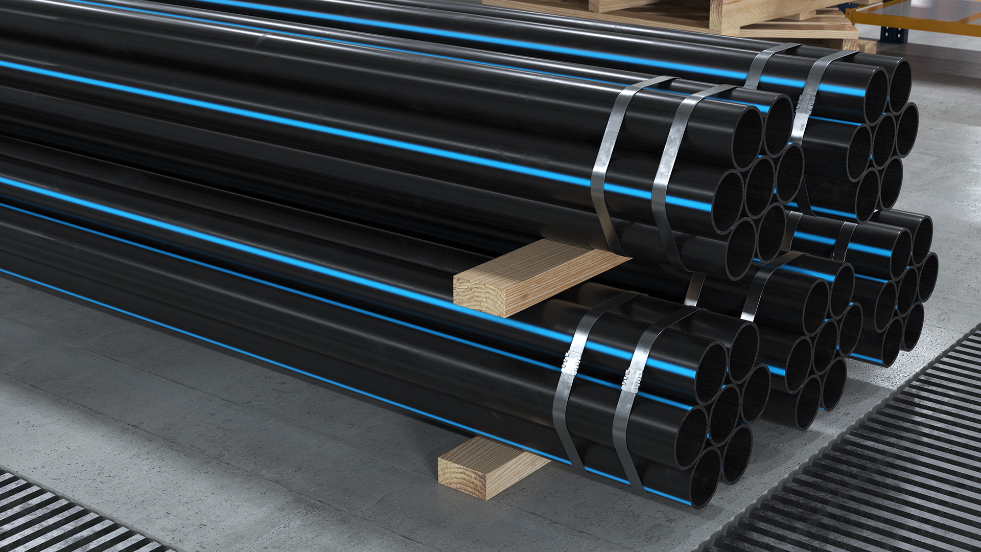 3D model Thick Plastic Pipes Bundle 6 Meters